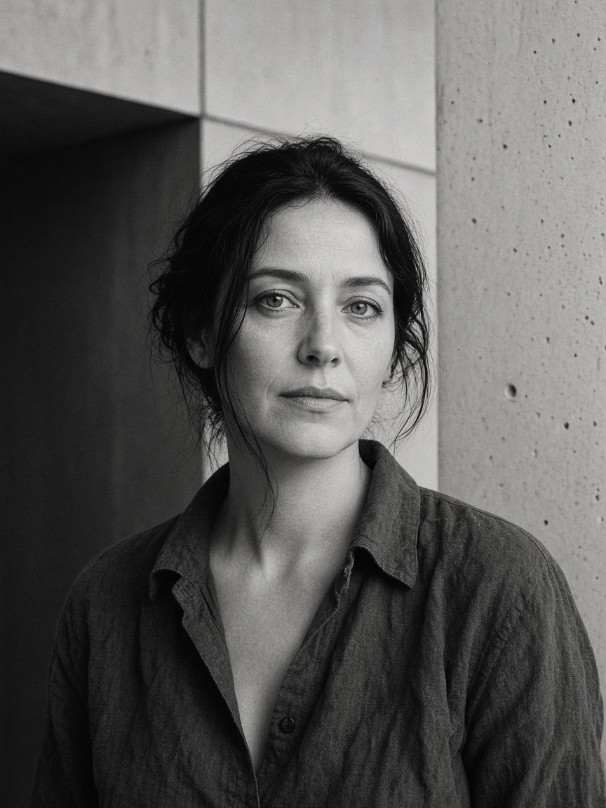 Schwarzweisses Editorial-Porträt von Nina Frei
